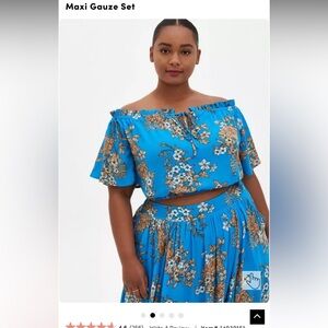 Torrid Blue Floral Off-Shoulder two piece set